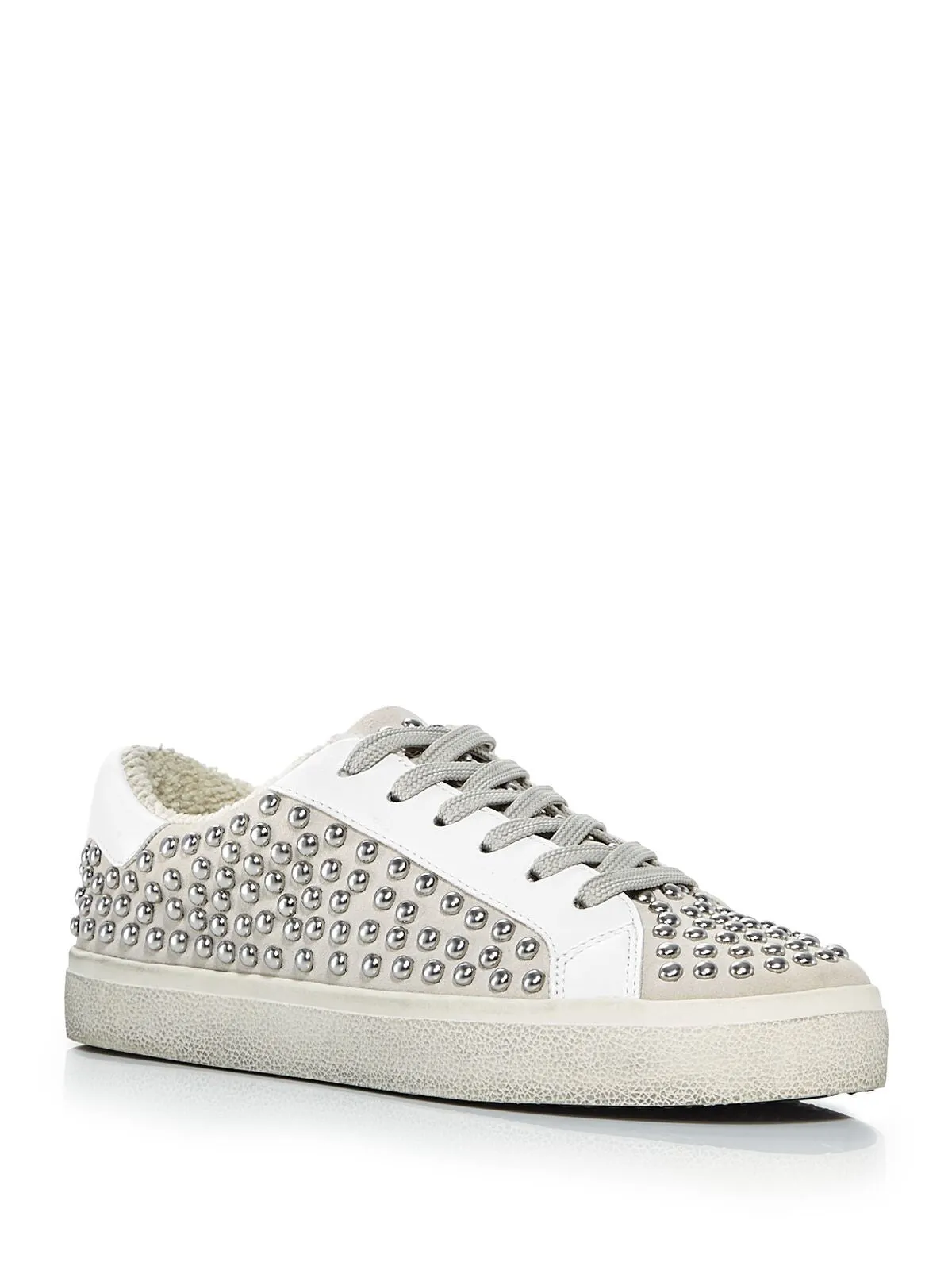 AQUA Womens Ivory Studded Comfort Tess Round Toe Platform Slip On Leather Athletic Sneakers Shoes