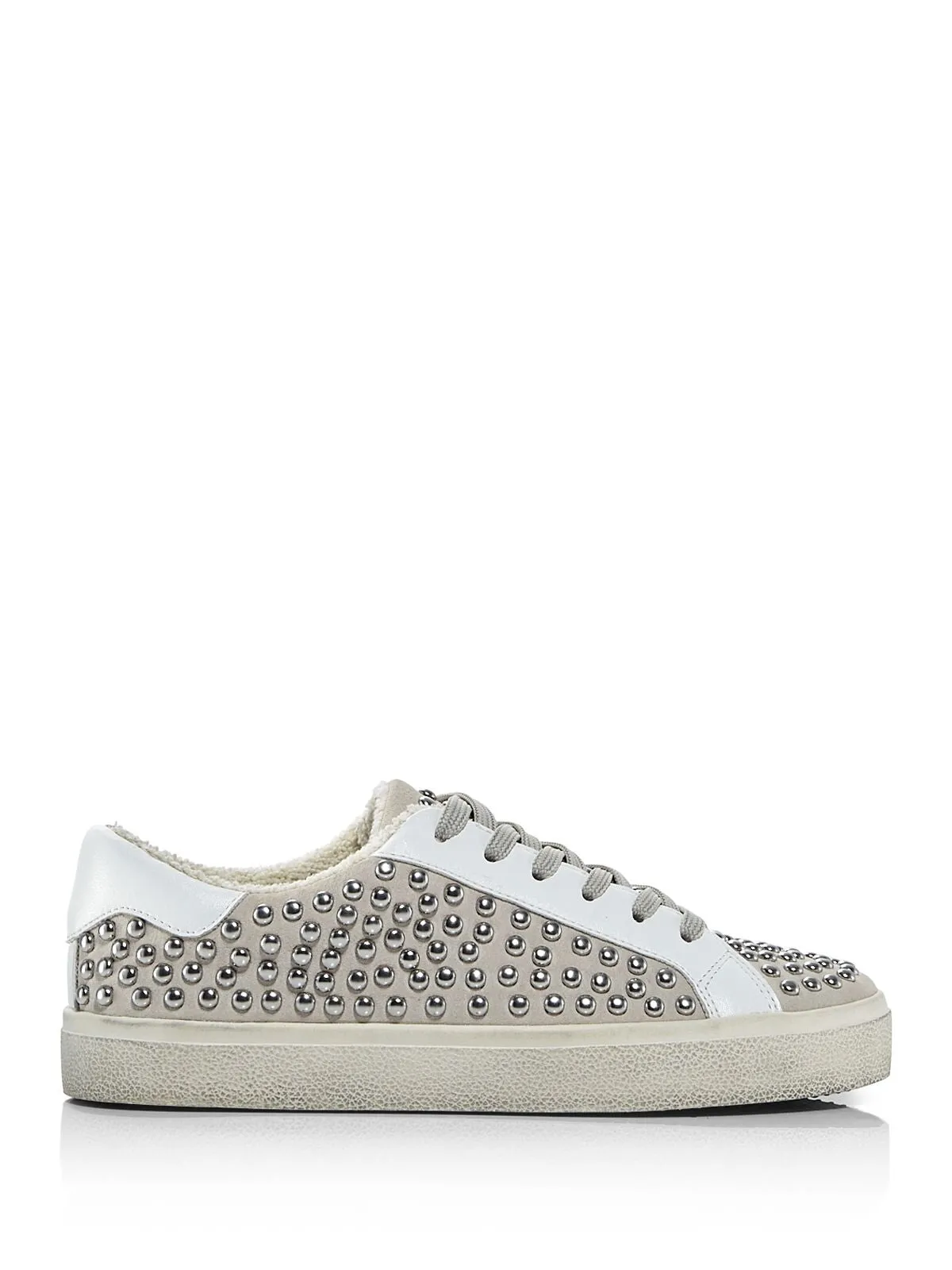 AQUA Womens Ivory Studded Comfort Tess Round Toe Platform Slip On Leather Athletic Sneakers Shoes
