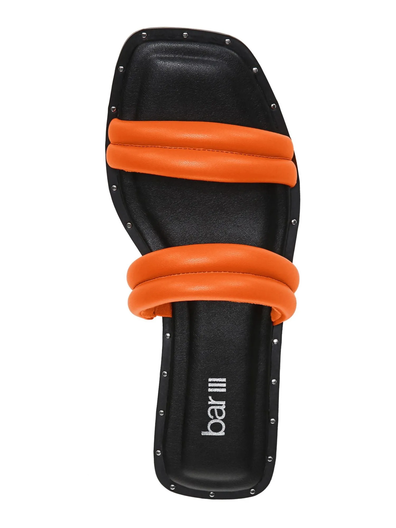 BAR III Womens Orange Quilted Strap 1/2 Heel Studded Cushioned Narrah Square Toe Wedge Slip On Slide Sandals Shoes M