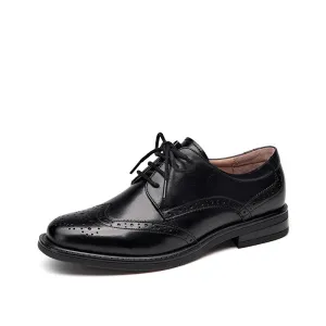 BeauToday Genuine Leather Lace Up Brogue Shoes for Women