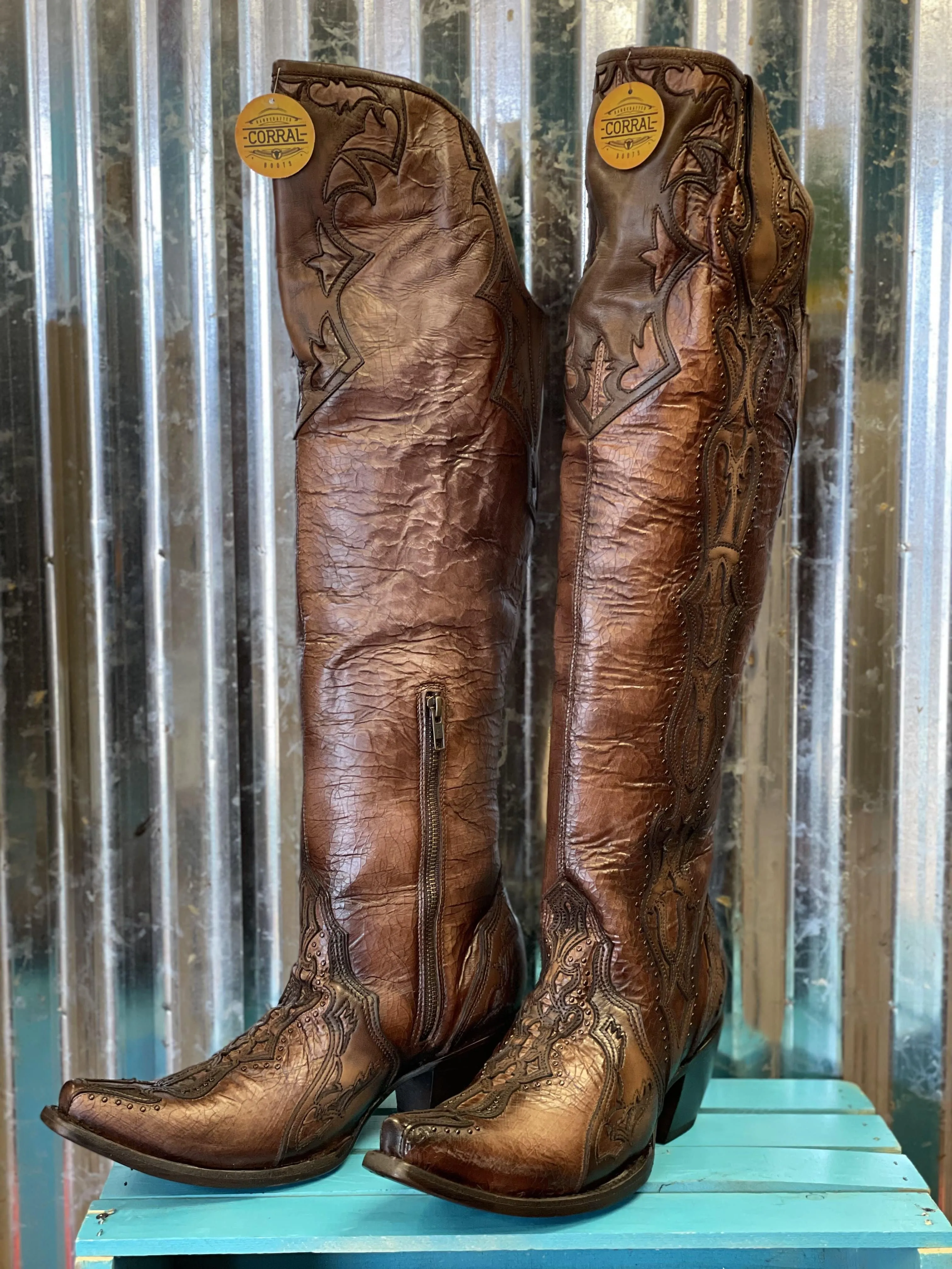 Corral Chocolate Overlay & Embroidered Western Boots