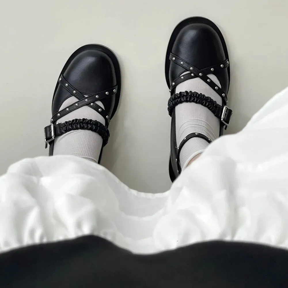 Grunge Sleaze Studded Mary Janes