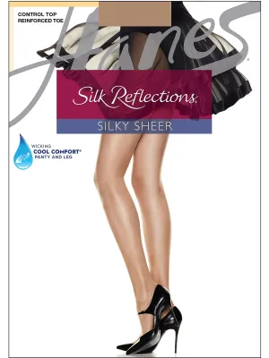 Hanes Silk Reflections Control Top Pantyhose with Reinforced Toe Barely There CD Women's