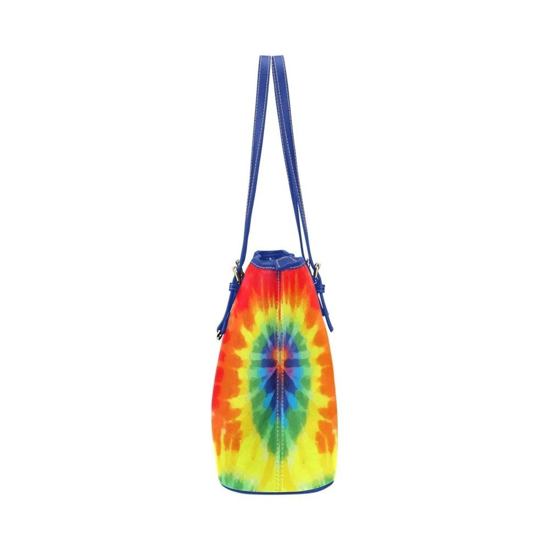 Large Leather Tote Shoulder Bag - Rainbow Blue Handbag