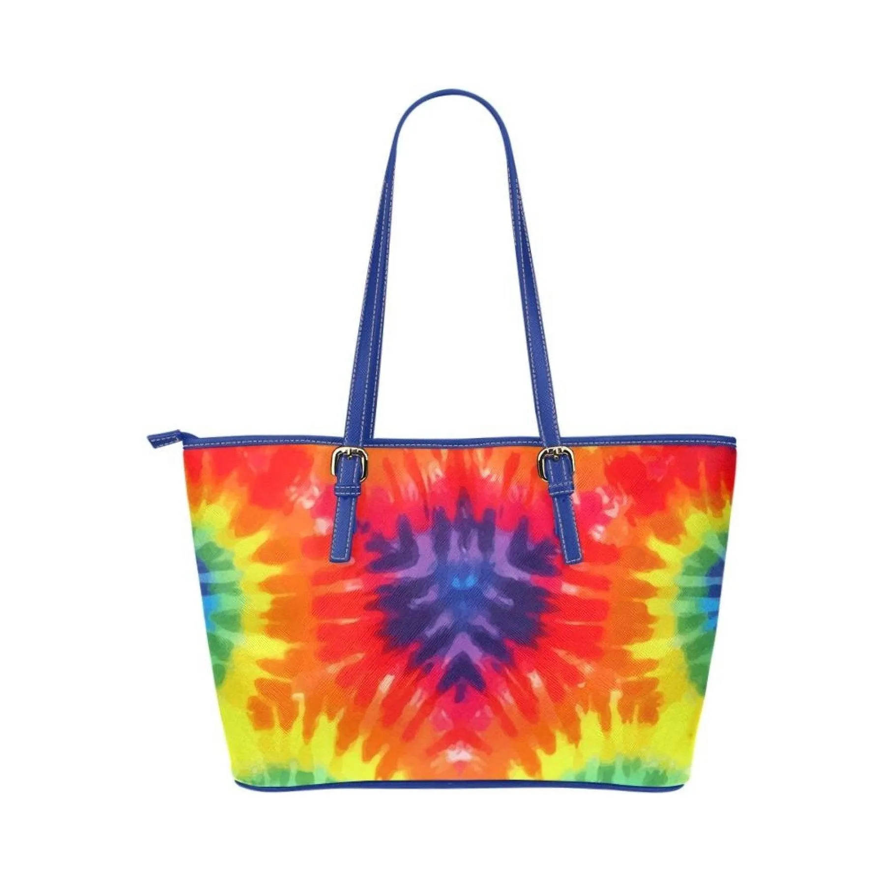 Large Leather Tote Shoulder Bag - Rainbow Blue Handbag