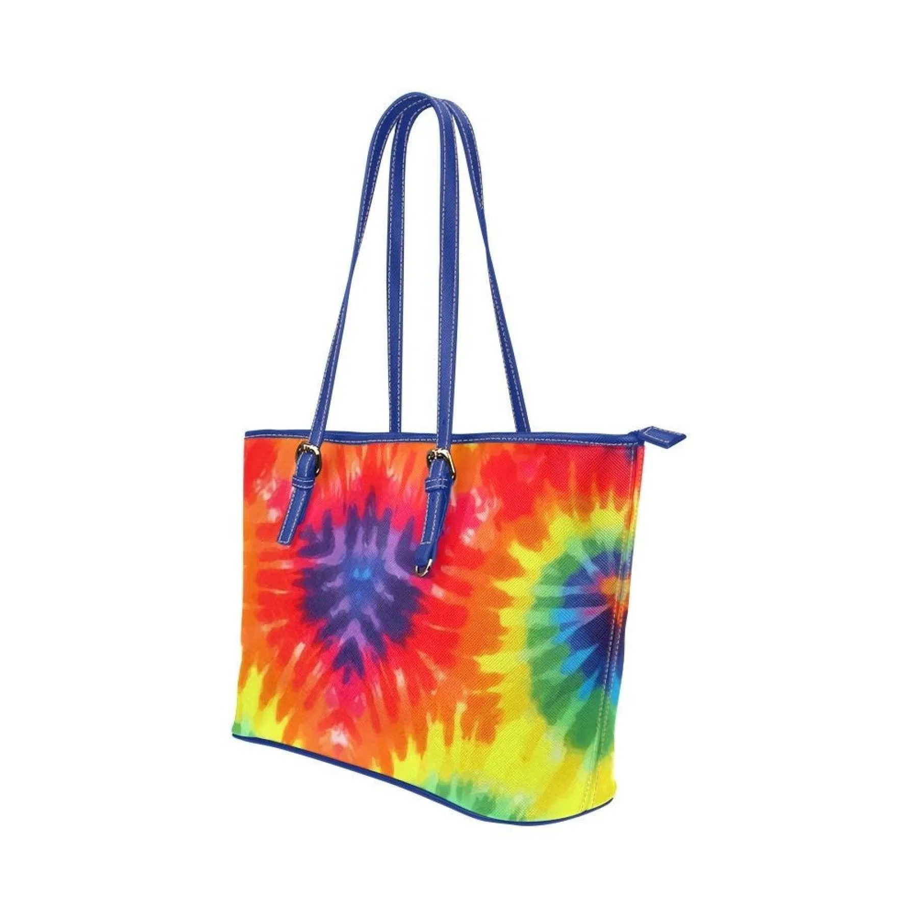 Large Leather Tote Shoulder Bag - Rainbow Blue Handbag