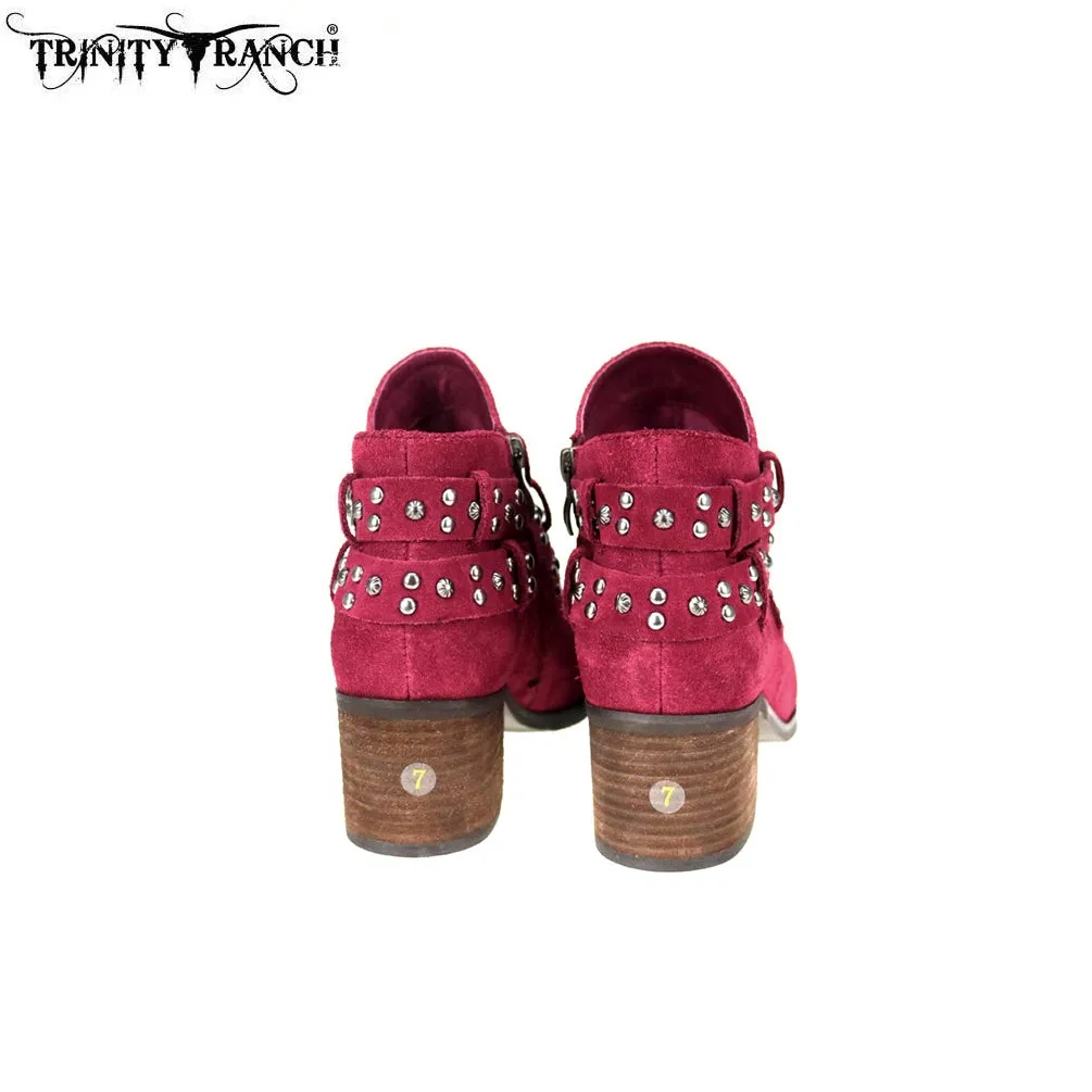 LBT-003  Trinity Ranch Western Leather Suede Booties Studs Collection