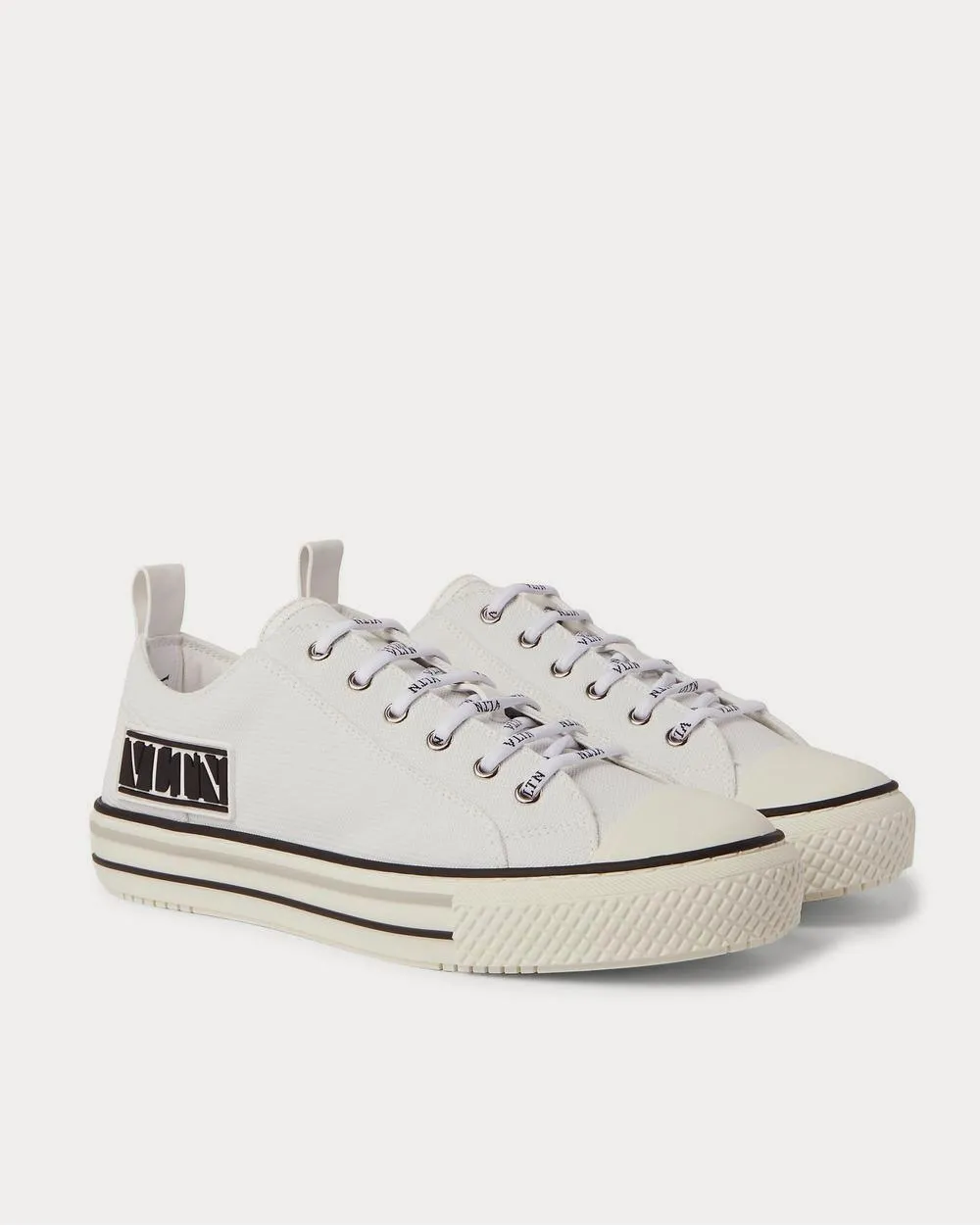 Logo-Appliquéd Rubber-Trimmed Canvas  White low top sneakers