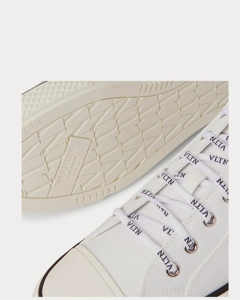 Logo-Appliquéd Rubber-Trimmed Canvas  White low top sneakers