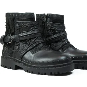 MAGMA Wasteland Studded Leather Ankle Combat Boots