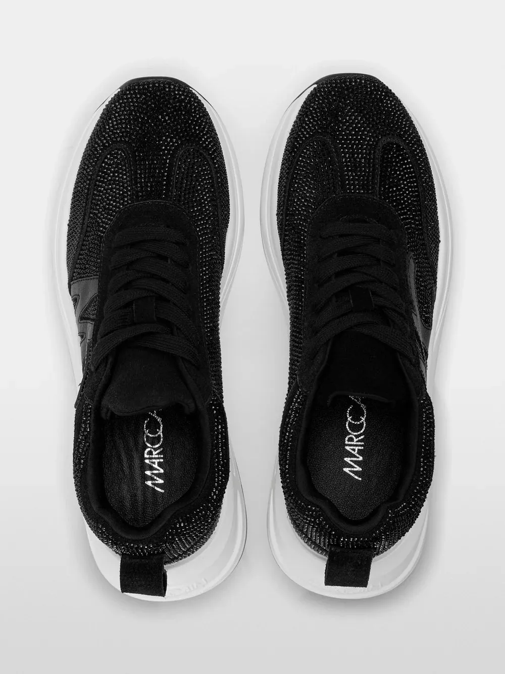 Marc Cain Black Crystal-studded running sneakers