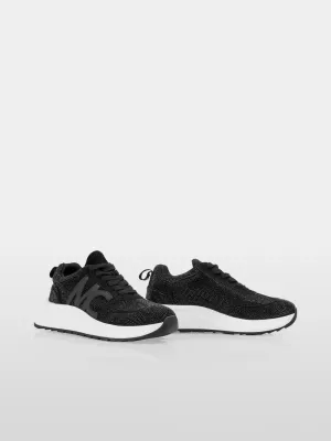 Marc Cain Black Crystal-studded running sneakers