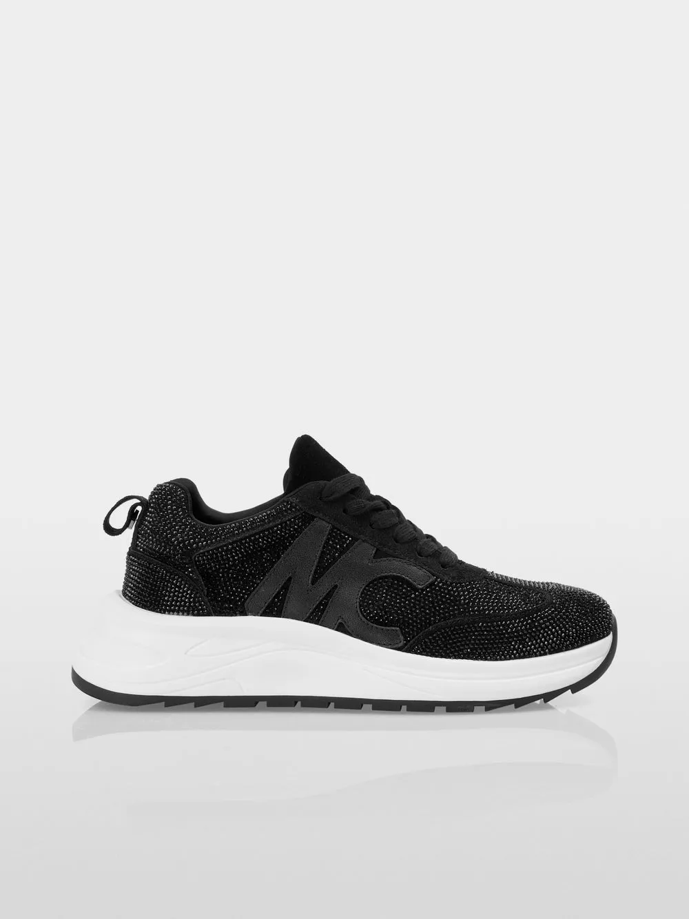 Marc Cain Black Crystal-studded running sneakers