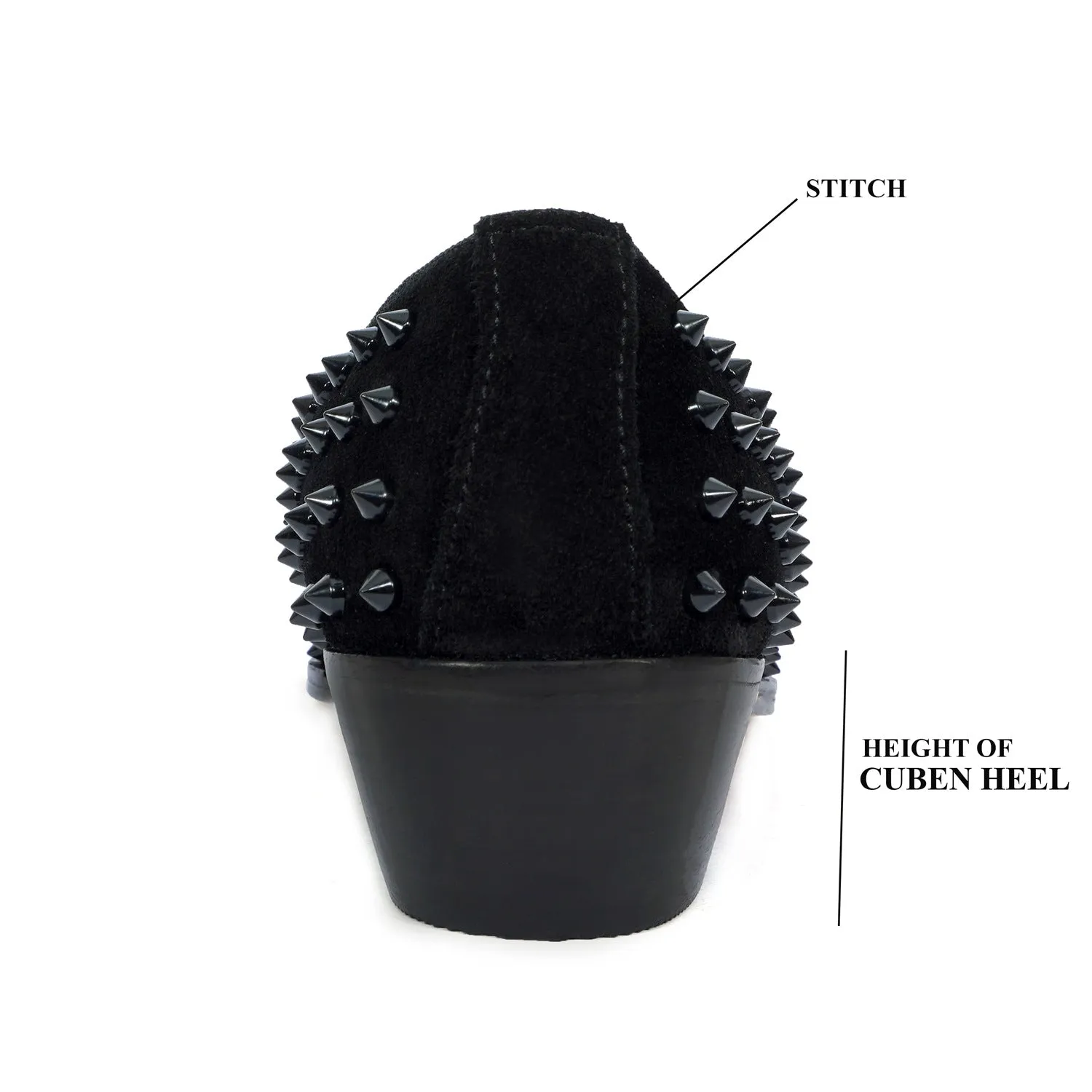 Sleek Toe Black Slip-On Shoes with Cuban Heel