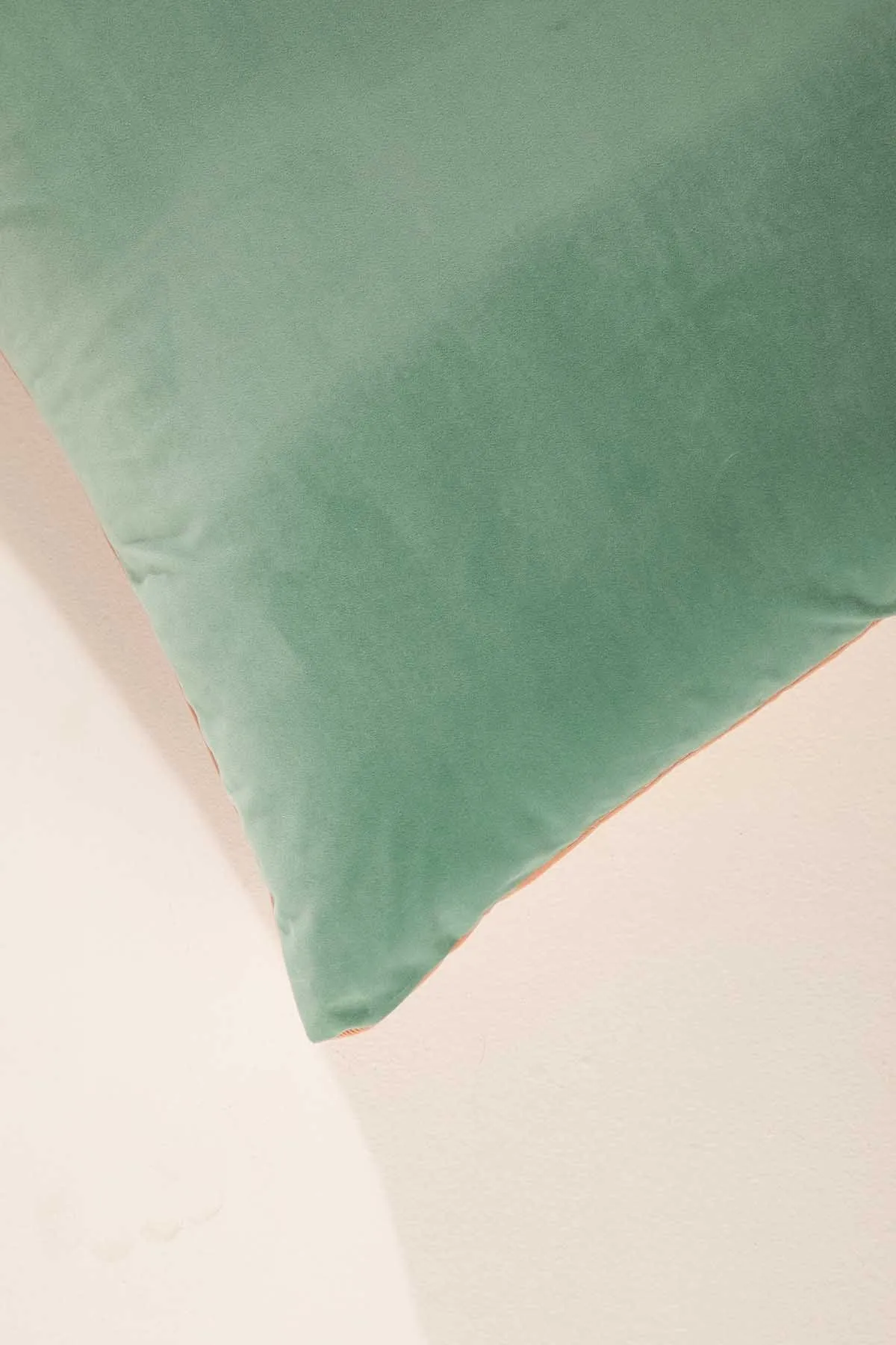 Solid Velvet Mint And Pink Cushion Cover (61 Cm x 61 Cm)