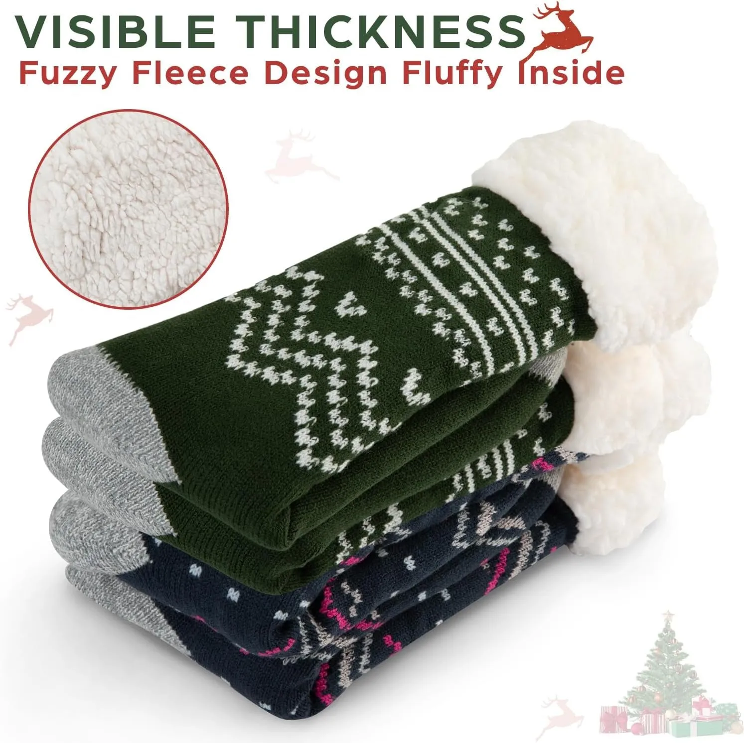 Women’s Fuzzy Non-Slip Sherpa Socks - 2 Pack