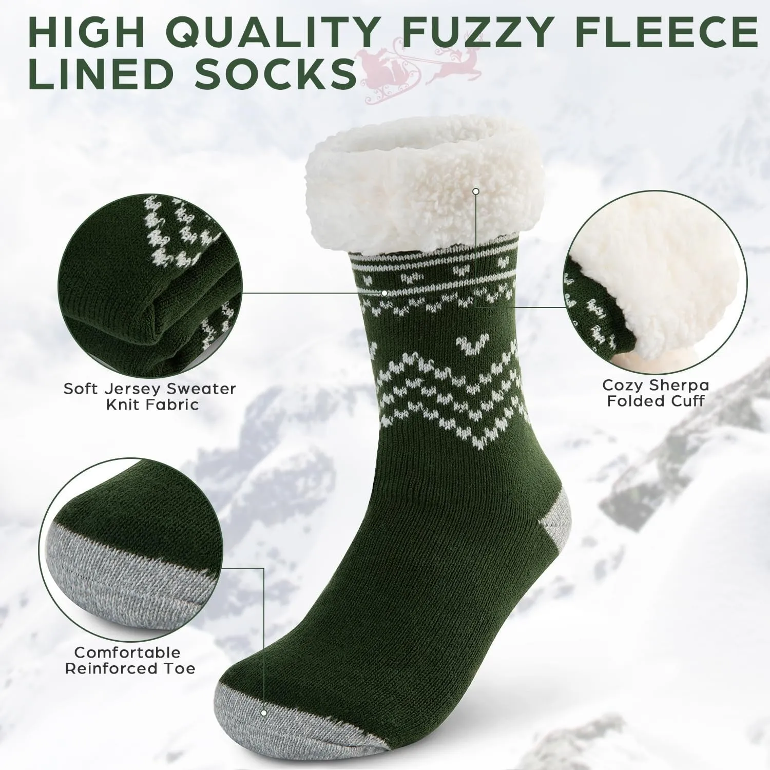 Women’s Fuzzy Non-Slip Sherpa Socks - 2 Pack
