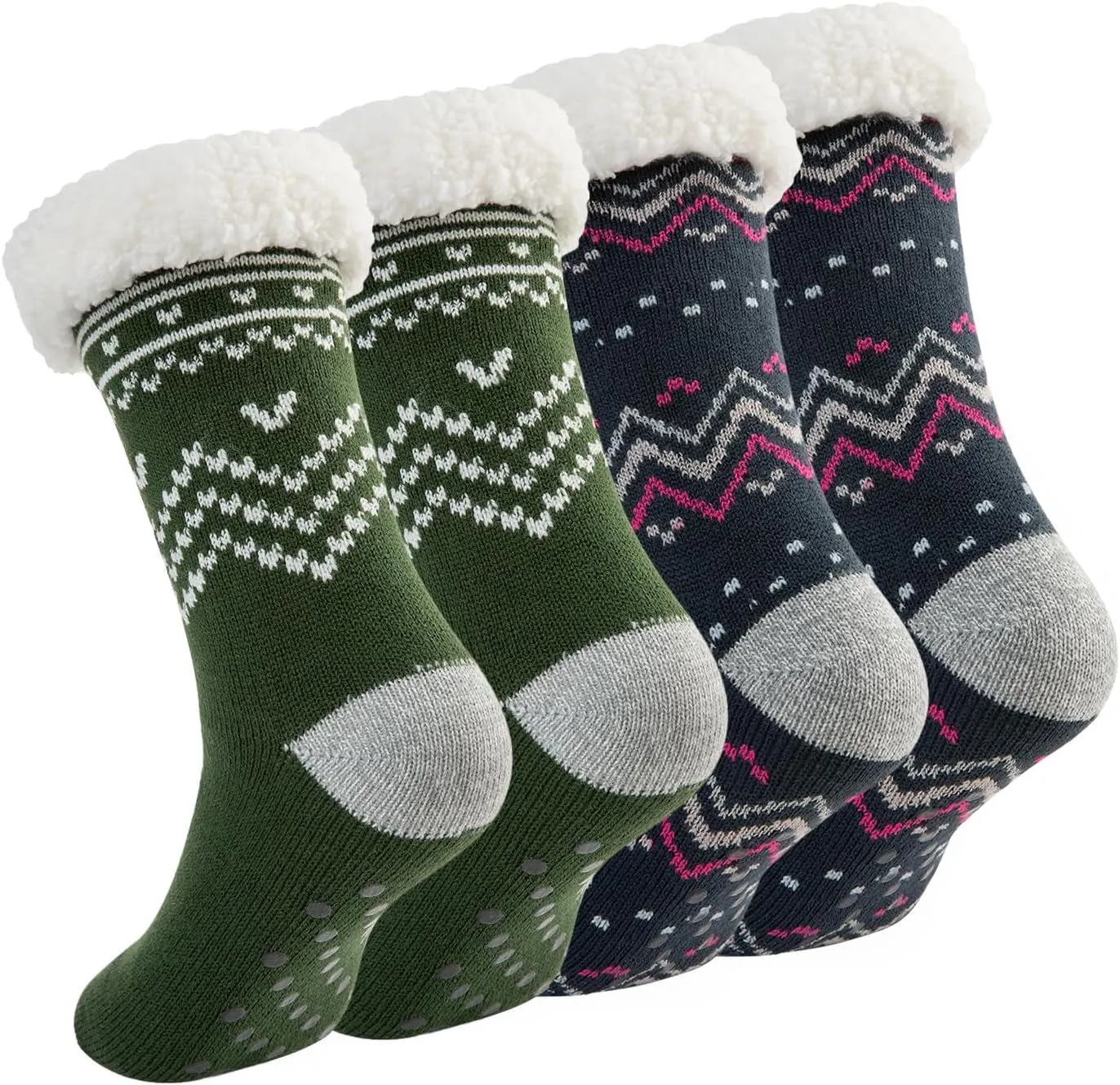 Women’s Fuzzy Non-Slip Sherpa Socks - 2 Pack