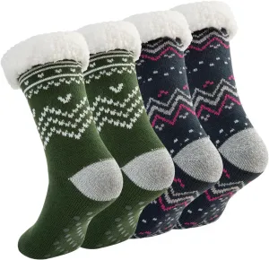 Women’s Fuzzy Non-Slip Sherpa Socks - 2 Pack